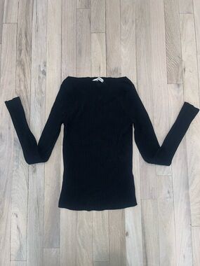 Abercrombie & Fitch Black Ribbed Scoop-Neck Sweater